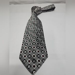 Geometric Black and Red Tie